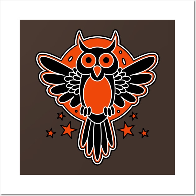 Owl and Moon Retro Wall Art by OrneryDevilDesign